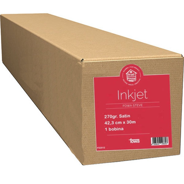 Carta per plotter Inkjet 42,3cm x 30m 270gr. Satin FS2512 Carta per plotter Inkjet 42,3cm x 30m 270gr. Satin FS2512